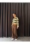 Women's Striped Oversize Crop Sweatshirt - 3