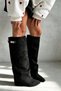Livia Black Suede Buckle Belt Detail Women's Heeled Boots - 5