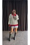 Women's Zippered Striped Sweater