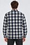 Men's Plaid Checkered Batik Washed Shirred Long Sleeve Regular Fit Lumberjack Shirt - Navy Blue - 3