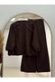 Gülper High Collar Suit with Elasticated Sleeves and Zipper - Pn3256 Brown - 8