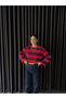 Women's Striped Oversize Crop Sweatshirt - 2