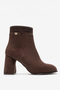 Women's High Thick Heeled Ankle Boots Vegan Leather Aurelie Suede Brown