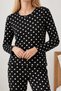Women's Patterned Double Black Comfortable Pajama Set 4814 - 5