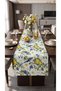 Duck Fabric Runner 40X130 cm – Blue Bird, Lemon and Grape Patterned, Water Repellent Stain-Resistant Decorative Table Runner