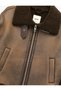 Long Sleeve Faux Fur Collar Zippered Leather-Look Biker Coat - 5