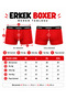 Texas Patterned Men's Boxer Cotton Lycra Shiny Elastic Boxed Red - 7