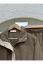 Hasibe High Collar Snap Fastener Waist Gathered Suit-Pn3259 Mink - 3