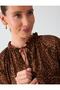 Brown Leopard Patterned Short Chiffon Dress with Gathered Waist - 4