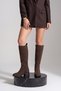 Women's Knee-Length Zippered Classic Heeled Boots Lunces Brown Suede - 6