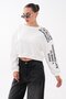 Women's Oversize Short Sweatshirt with Sleeve Print Detail Cty-Şml-265140 - 2