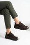 Lorem Yan Shaped Rubber Tied Stretch Genuine Leather Women's Shoes Brown Nubuck - 5