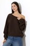 Women's 3-Strand Ruffled Shoulder Drop Boat Neck Sweatshirt 22278 - 8