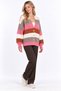Women's Striped Color-Blocked Buttoned V-Neck Knitwear Cardigan - 9