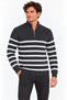 Men's stand collar half zippered striped thessaloniki knitwear sweater - smoked - 4