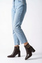 Reyas Side Shaped Buckle Women's Heeled Boots Brown Leather - 5
