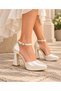 Women's Pointed Toe Ankle Strap Platform Heeled Premium Evening Dress Bridal Shoes
