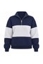 Women'S/Unisex Born to Be Iconic Printed Navy Blue and Grey Piecewise Standing Collar Sweatshirt - 3