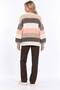 Women's Striped Color-Blocked Buttoned V-Neck Knitwear Cardigan - 4