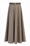 Belted Crowfoot Patterned Brown Skirt 0240 - 2
