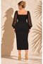 Women's Plus Size Sweetheart Neckline Chiffon Balloon Sleeve Waist Gold Brooch Detailed Stretchy Evening Dress 24123 - 9