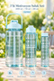 3-Piece Motivational Sports Water Bottle Set with Stickers and Straws, 2000+900+500ml