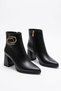 Reyas Women's Heeled Boots with Side Shaped Buckle, Black Leather - 2