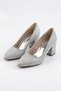 Mepaste Flat Gova Low Heeled Women's Shoes Silver Glitter - 6