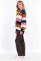 Women's Striped Color-Blocked Buttoned V-Neck Knitwear Cardigan - 4