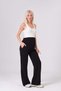 Maternity Flexible Waistband Adjustable Wide Leg Three-Thread Sweatpants Black - 3