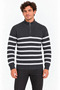 Men's stand collar half zippered striped thessaloniki knitwear sweater - smoked
