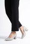 Mepaste Flat Gova Low Heeled Women's Shoes Silver Glitter - 5
