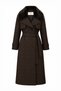 Quilted Fur Collared Belted Brown Trench Coat 13560 - 2