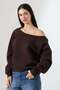 Women's 3-Strand Ruffled Shoulder Drop Boat Neck Sweatshirt 22278