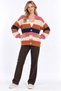 Women's Striped Color-Blocked Buttoned V-Neck Knitwear Cardigan - 6