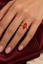 Adjustable Ring with Red Carrot Detail - 3