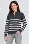 High neck half zippered striped thessaloniki knitwear sweater - smoked