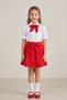 Girls' Red Scarf Short-Sleeved Pearl Shirt Beaded Skirt April 23 October 29 Show Outfit