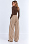 Stone Velvet Wide Leg Trousers with Elastic Waist - 3