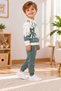 Boy's Teddy Bear Printed Double Tracksuit Set for Ages 1, 2, 3, 4 - 3