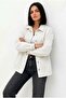 Women's Buttoned Casual White Denim Jacket - 3