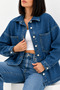 Women's Buttoned Casual Navy Blue Denim Jacket - 6