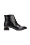 Black Short Heeled Women's Boots with Flexible Elastic Front and Gold Accessories - 4