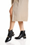 Short Thick Heeled Elastic Boots with Buckle - 5
