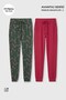 Egyptian Cotton Women's Double Bottom Pajamas Printed Green-Red - 2