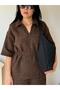 Women's Suede Zakkum Model Casual Shoulder Bag with Knitted Detail - 5