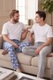 Egyptian Cotton Men's Double Bottom Pajamas Printed Indigo-Grey Melange - 6