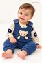 Baby Boy Set with Teddy Bear Patterned Overalls, 2-Piece Seasonal Baby Set for 3, 6, 9 Months
