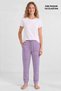 Egyptian Cotton Women's Double Bottom Pajamas Striped Purple-Light Lilac - 5