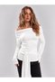 White Belted Detail Madonna Collar Long Sleeve Stylish Blouse - 6